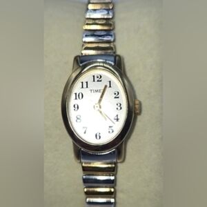 Timex Goldtone and Silvertone Strerchy Band Watch